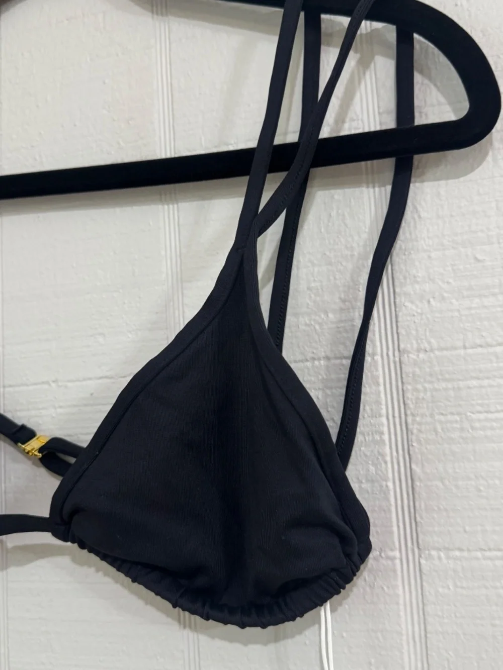 Andie Demi Moore The Cannes Top Black Triangle Strappy Bikini Sz M NWT